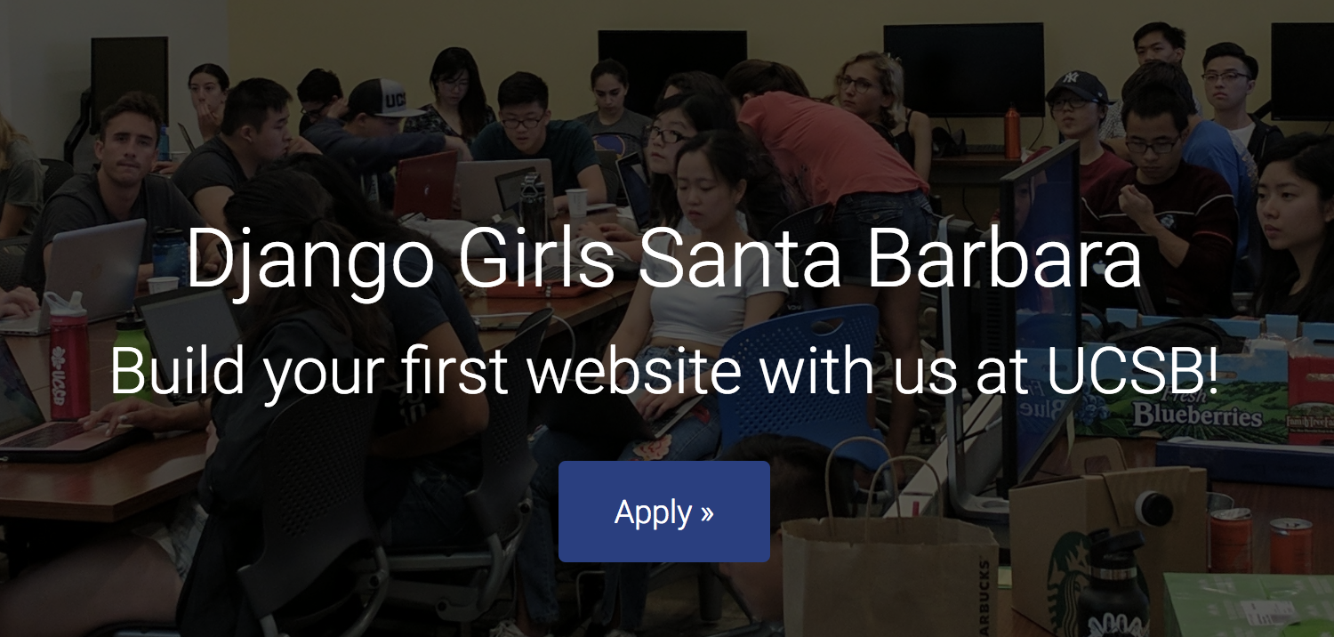 Django Girls homepage image of workshop crowd coding